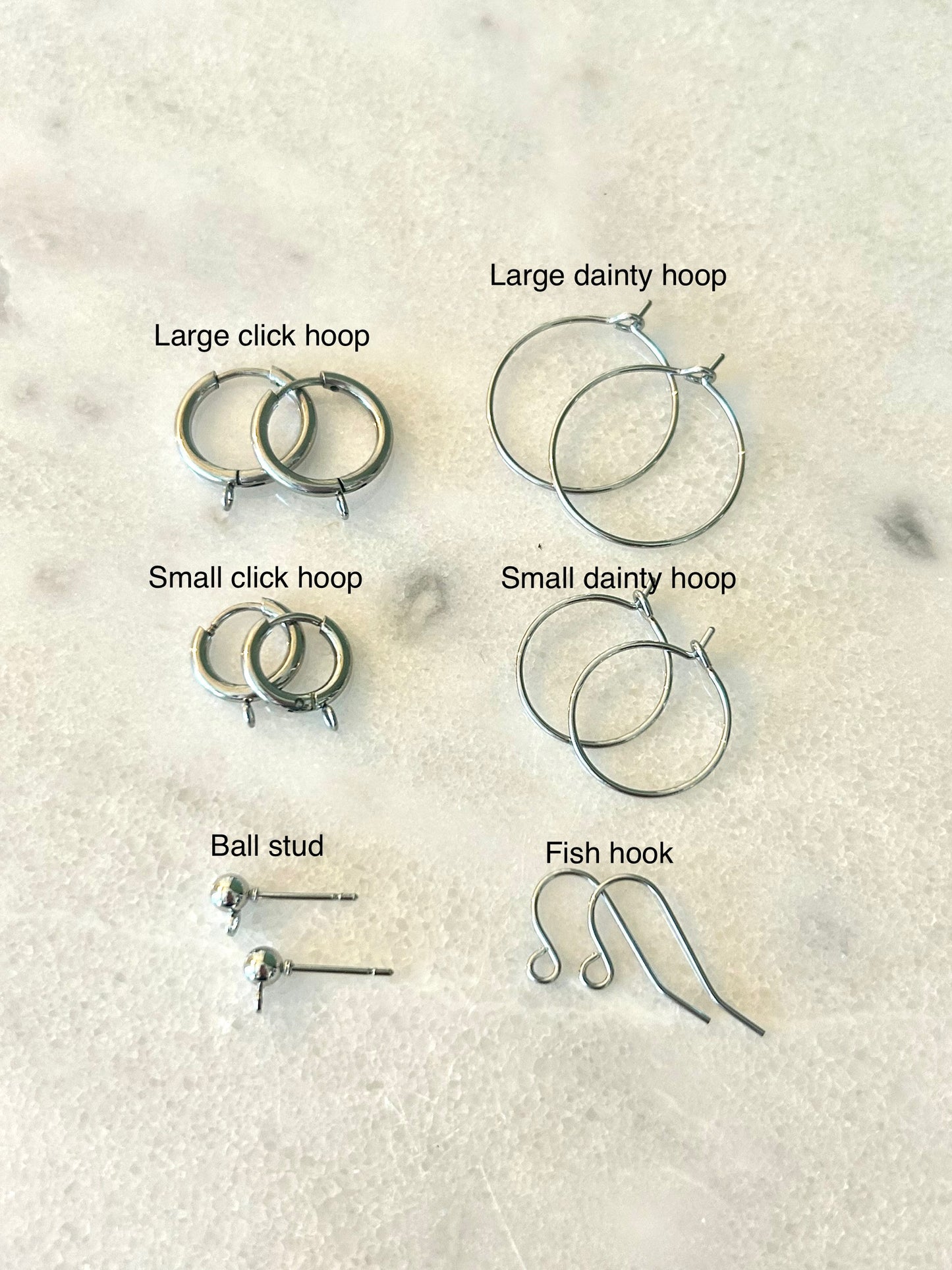 Earrings Forget Me Not- Stainless Steel (small click hoop shown)