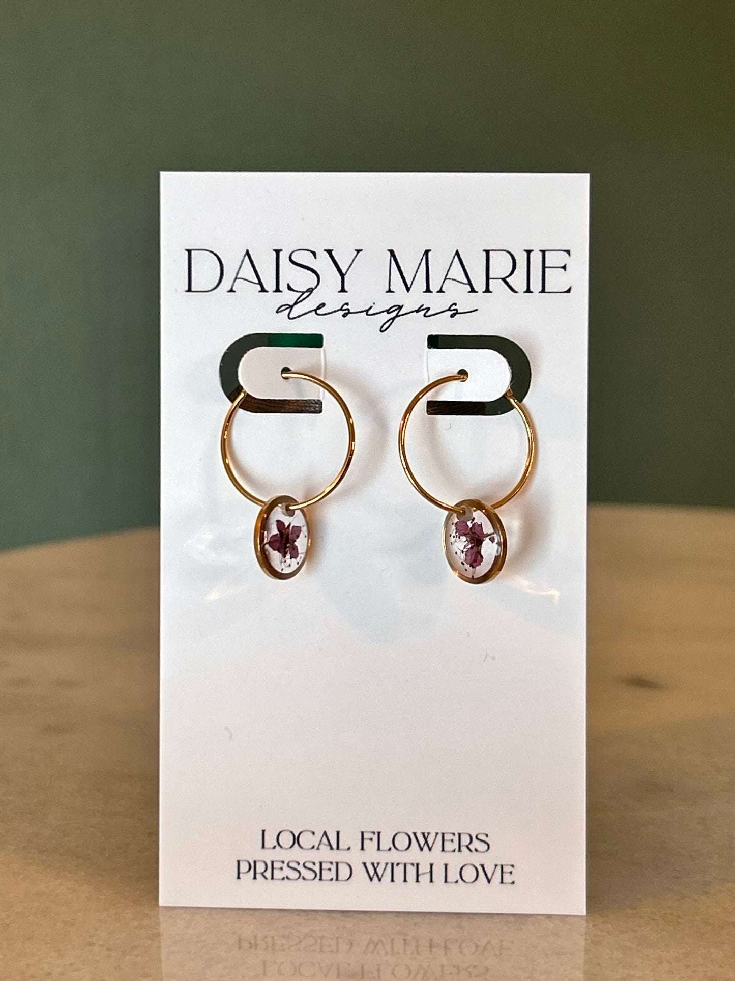 Earrings Wild Flower- 18k Gold (small dainty hoop shown)