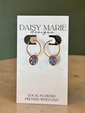 Earrings Forget Me Not- 18k Gold (small dainty hoop shown)
