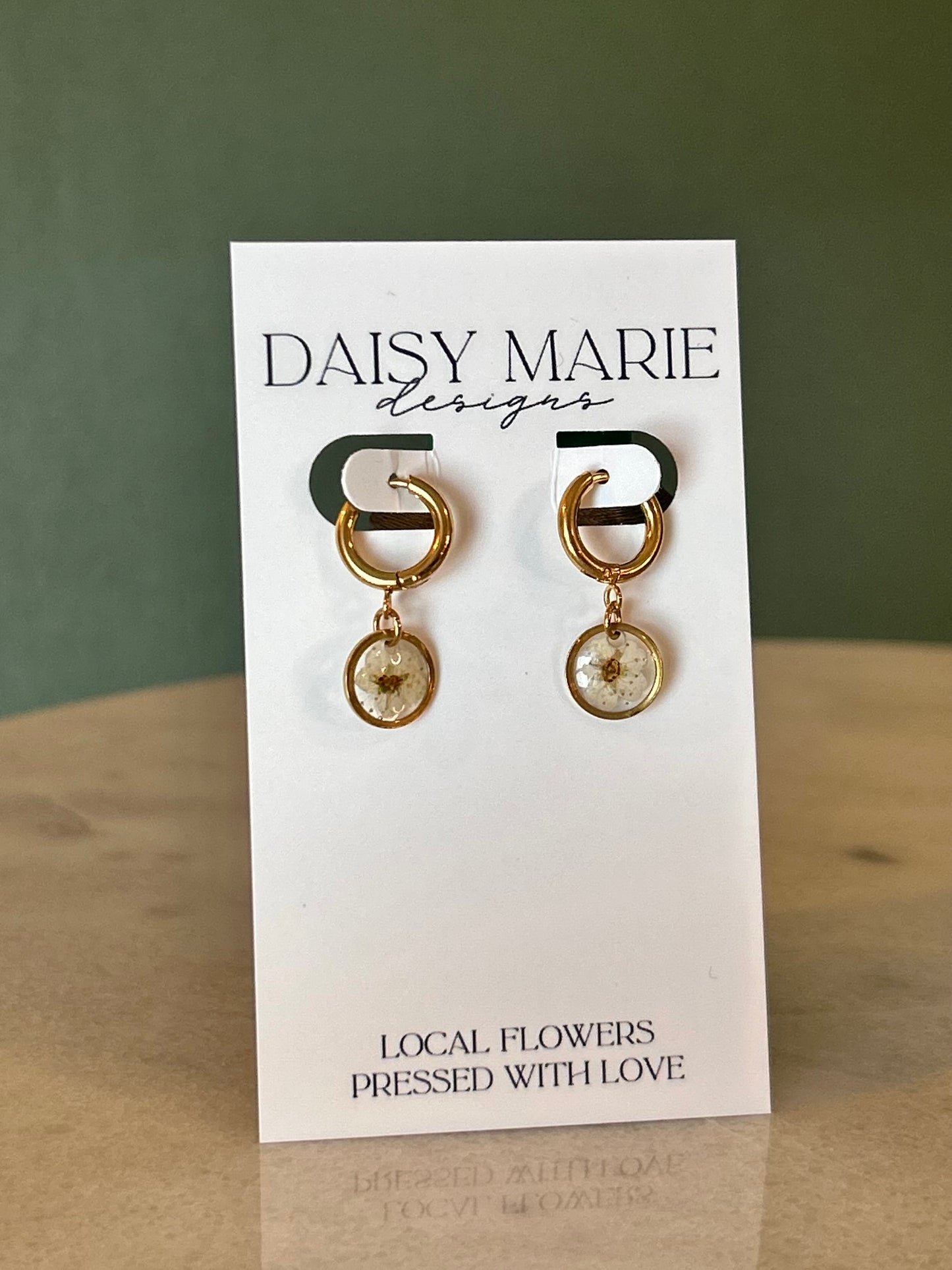 Earrings Wedding Lace- 18k Gold (small click hoop shown)