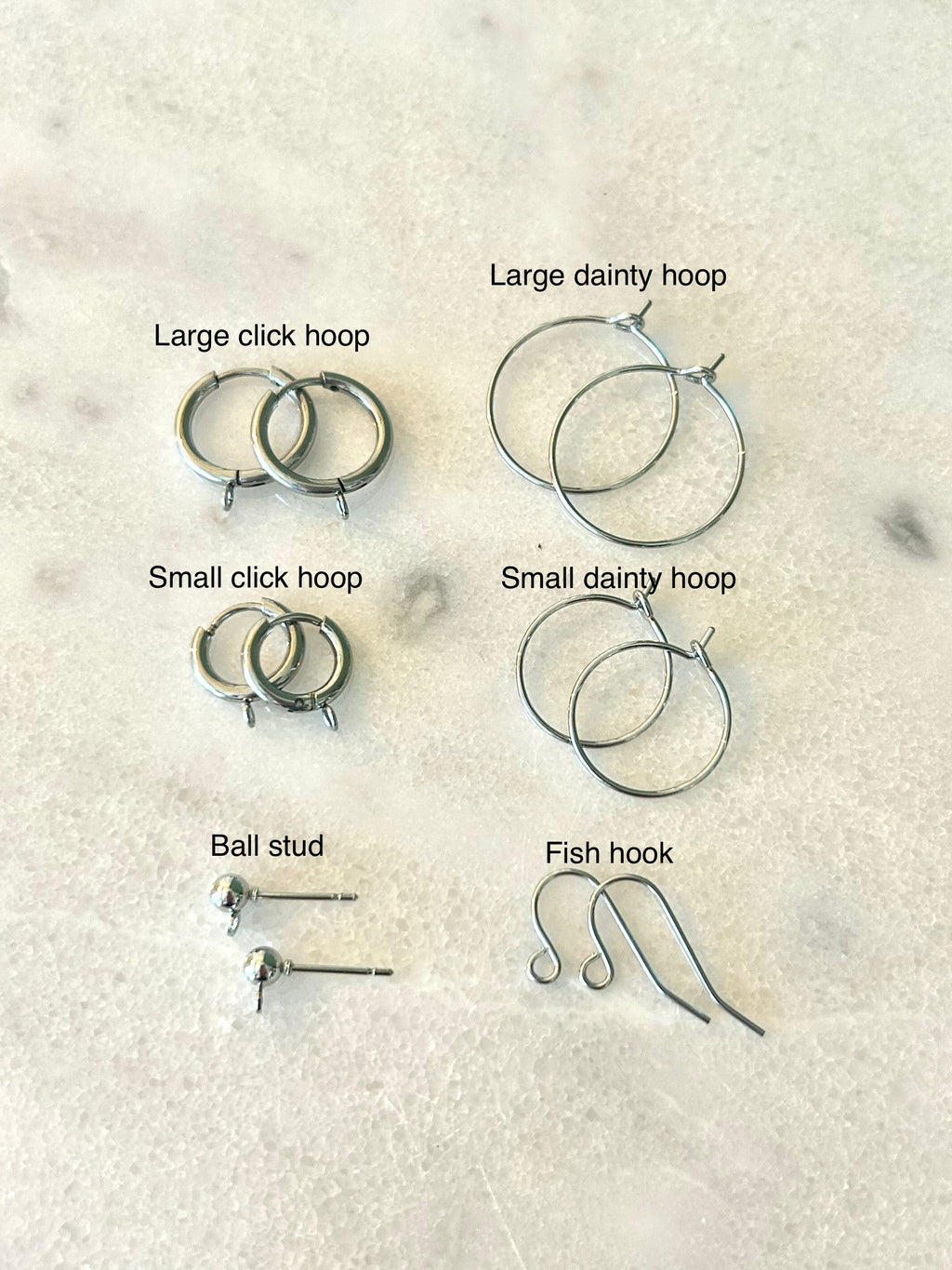 Earrings Forget Me Not- 18k Gold (small click hoop shown)