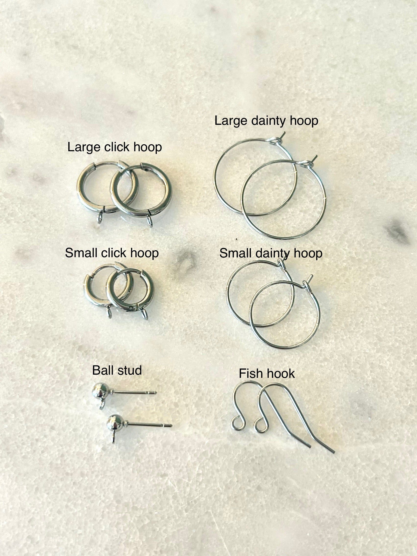 Earrings Forget Me Not- 18k Gold (small click hoop shown)