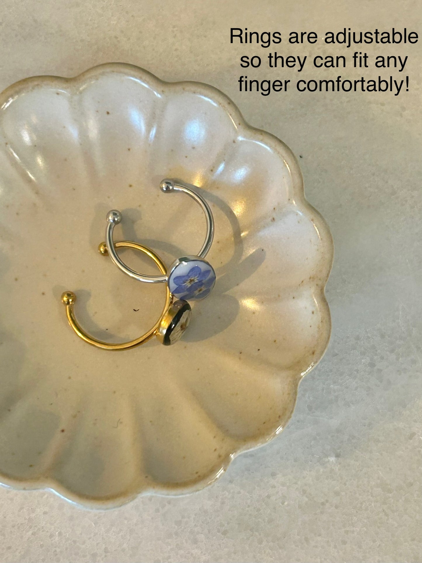 Heart ring with Forget Me Not- 18k Gold