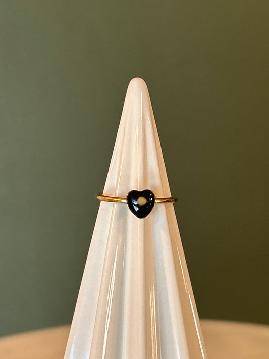 Heart ring with Mustard Seed- 18k Gold