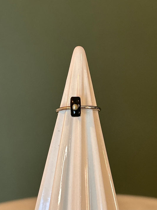 Tiny rectangle ring with Mustard Seed- Stainless Steel