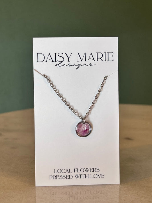 Necklace Peony Petals- Stainless Steel