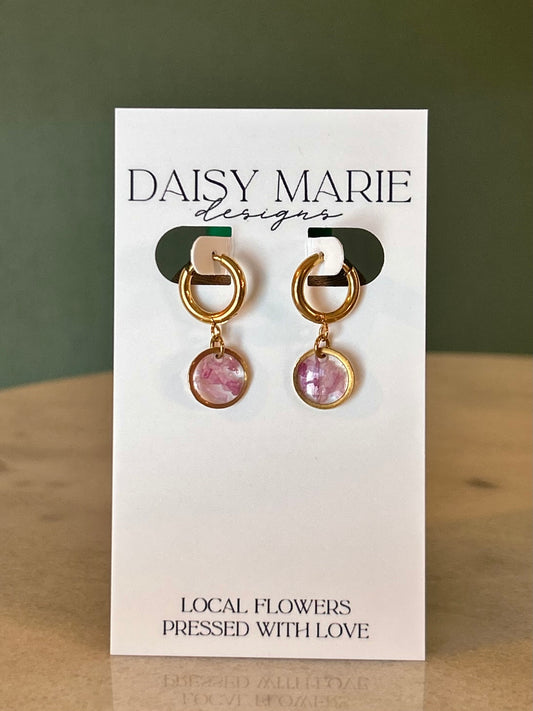 Earrings Peony Petals- 18k Gold (small click hoop shown)