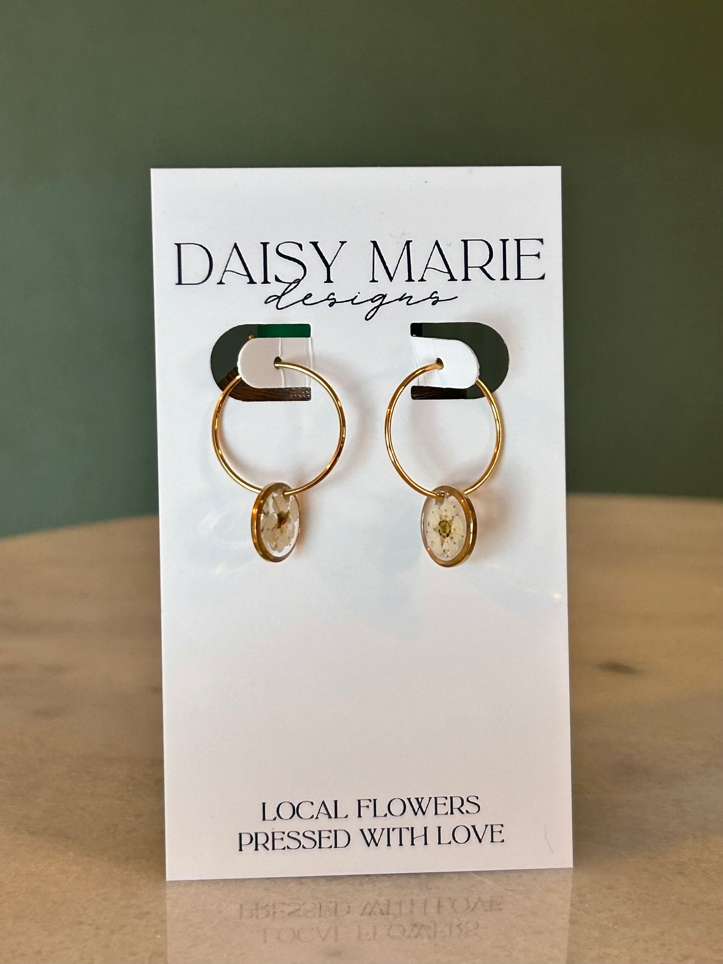 Earrings Wedding Lace- 18k Gold (small dainty hoop shown)