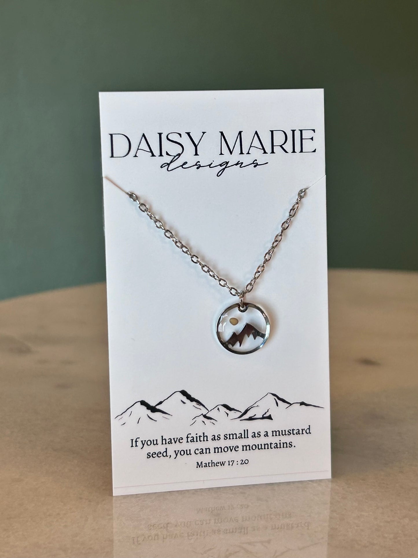 Faith Can Move Mountains, Mustard Seed Necklace- Stainless Steel