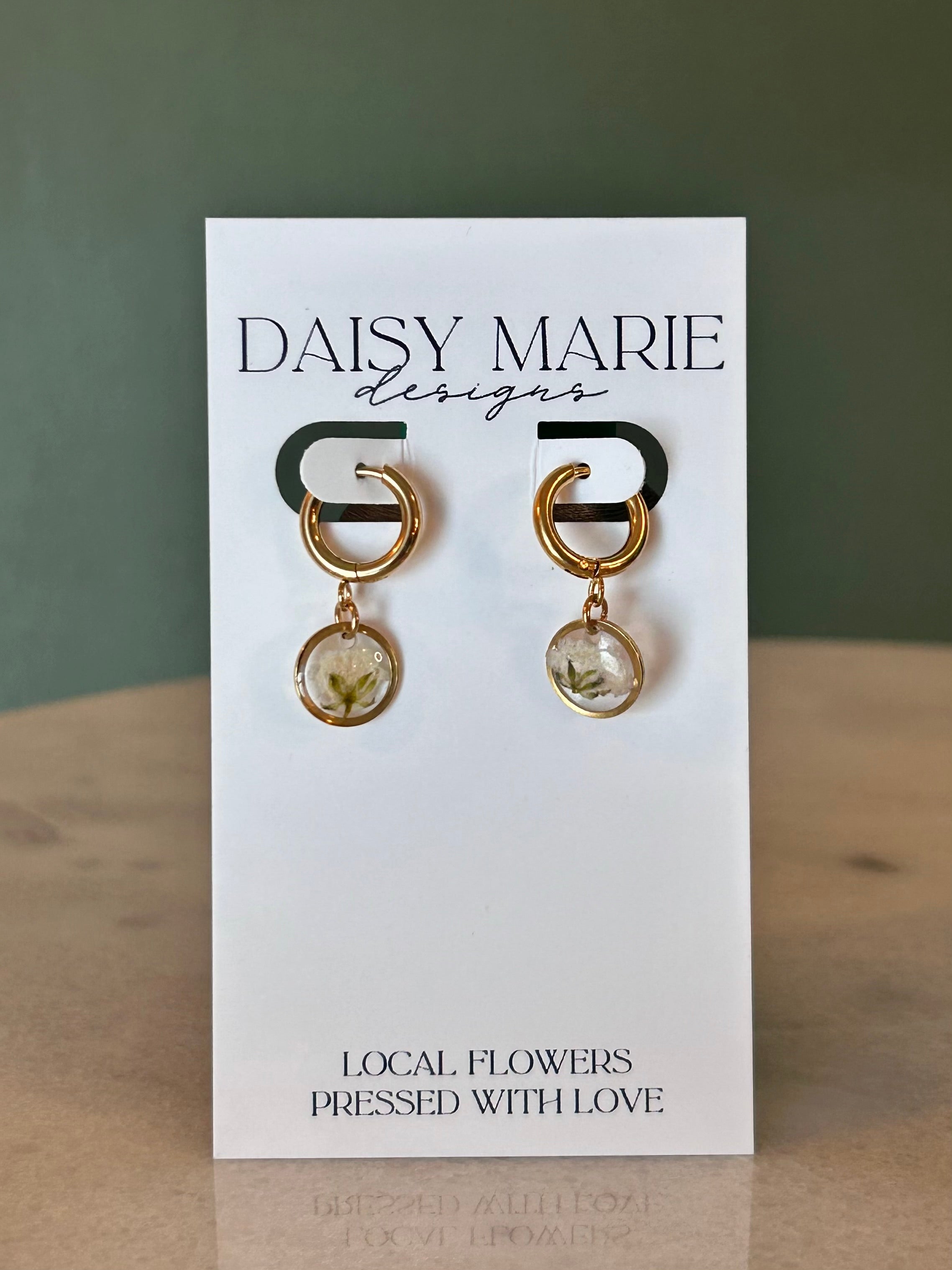 Earrings Baby’s Breath- 18k Gold (small click hoop shown)