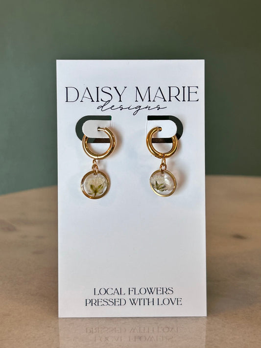 Earrings Baby’s Breath- 18k Gold (small click hoop shown)