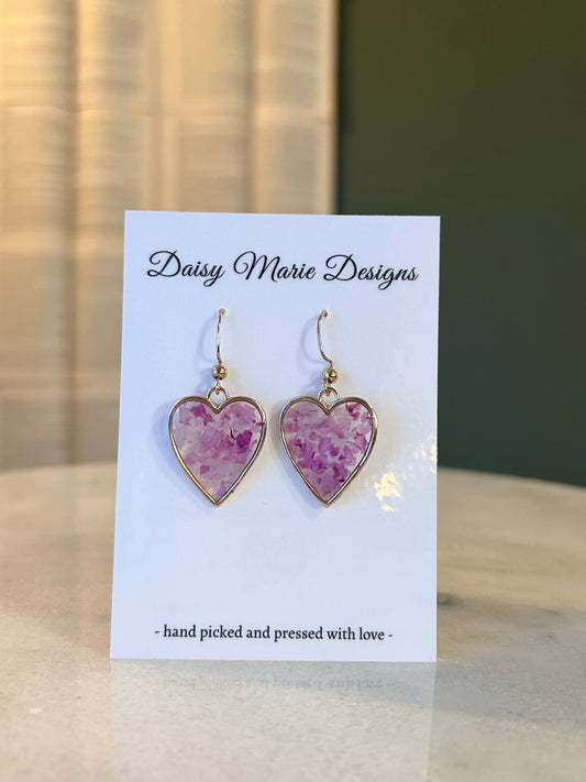 Valentines Pressed Flower Earrings: Peony Petals